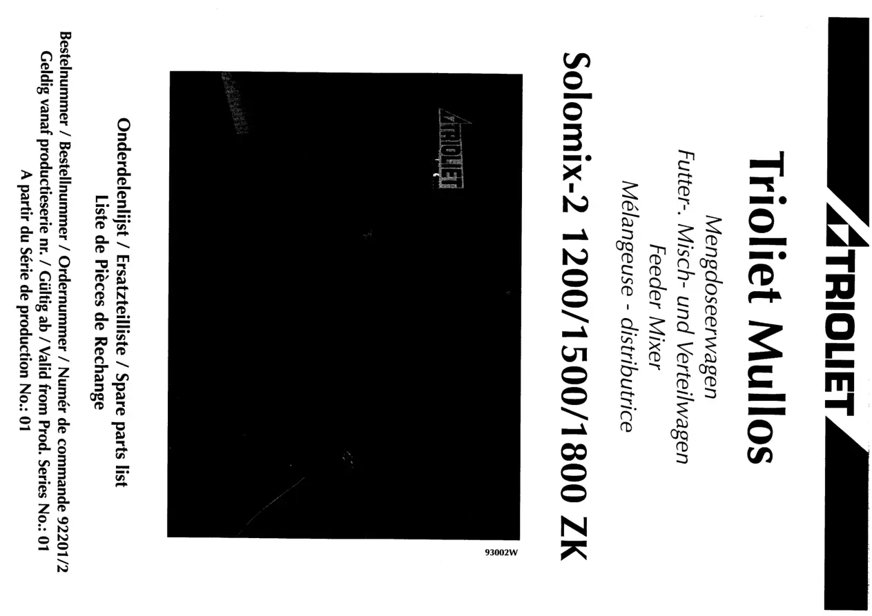 Trioliet Solomix2 1200 1500 1800 Zk 92201 2 01 Parts Manual