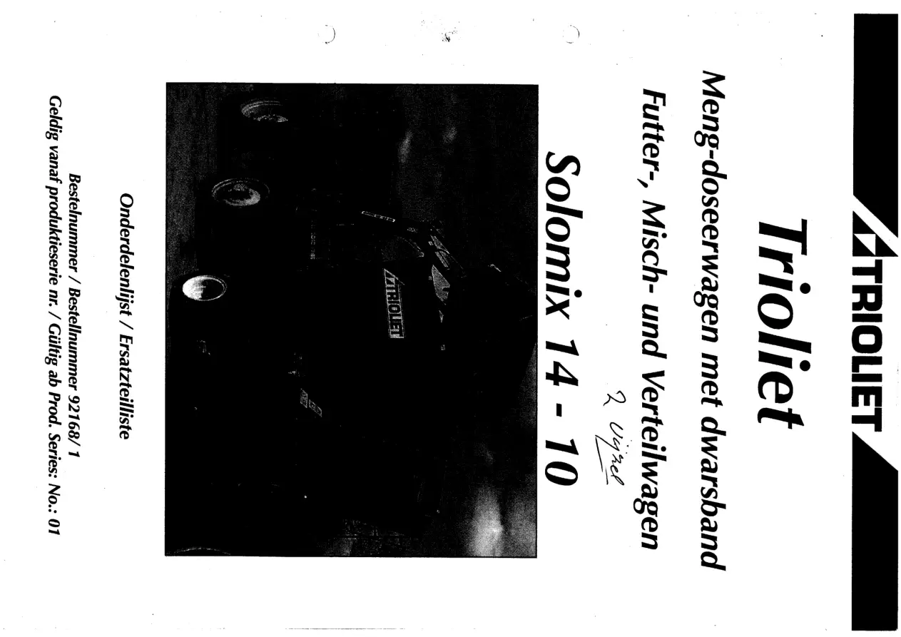 Trioliet Solomix2 1400 2000 Vl Vls 92168 1 01 2000 Parts Manual