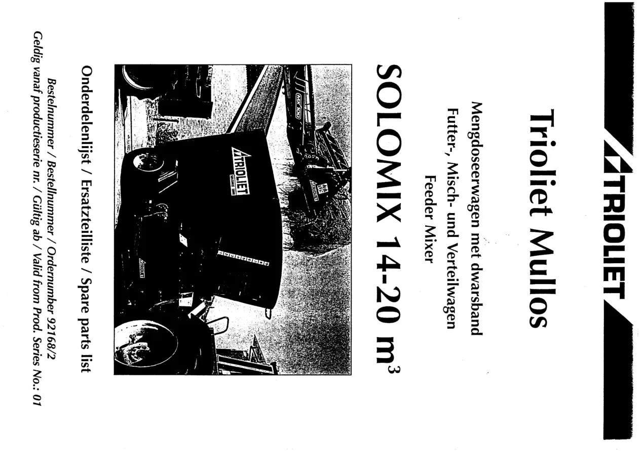Trioliet Solomix2 1400 2000 Vl Vls 92168 2 01 2000 Parts Manual