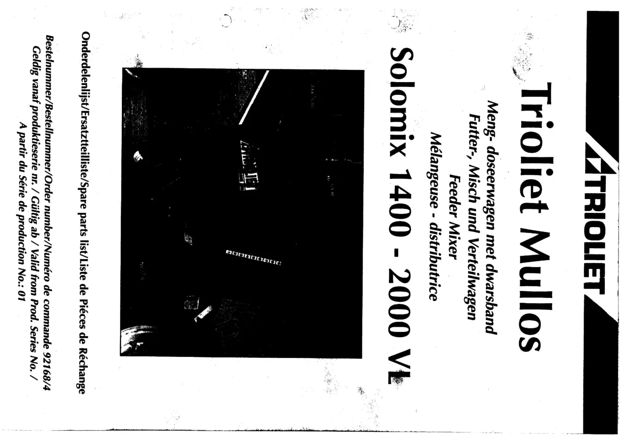 Trioliet Solomix2 1400 2000 Vl Vls 92168 4 01 2000 Parts Manual
