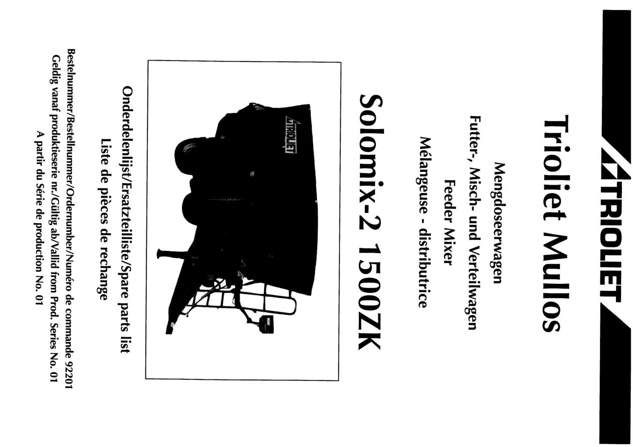 Trioliet Solomix2 1500 Zk 92201 0 01 Parts Manual