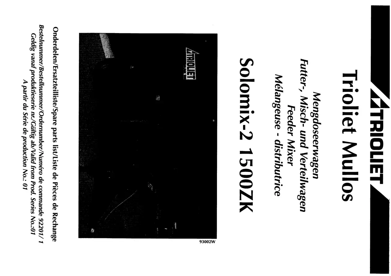Trioliet Solomix2 1500 Zk 92201 1 01 Parts Manual