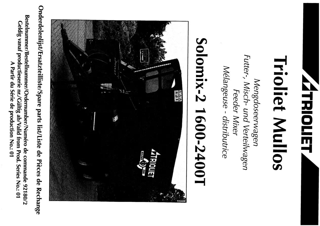 Trioliet Solomix2 1600 2400 Td 92180 2 01 Parts Manual