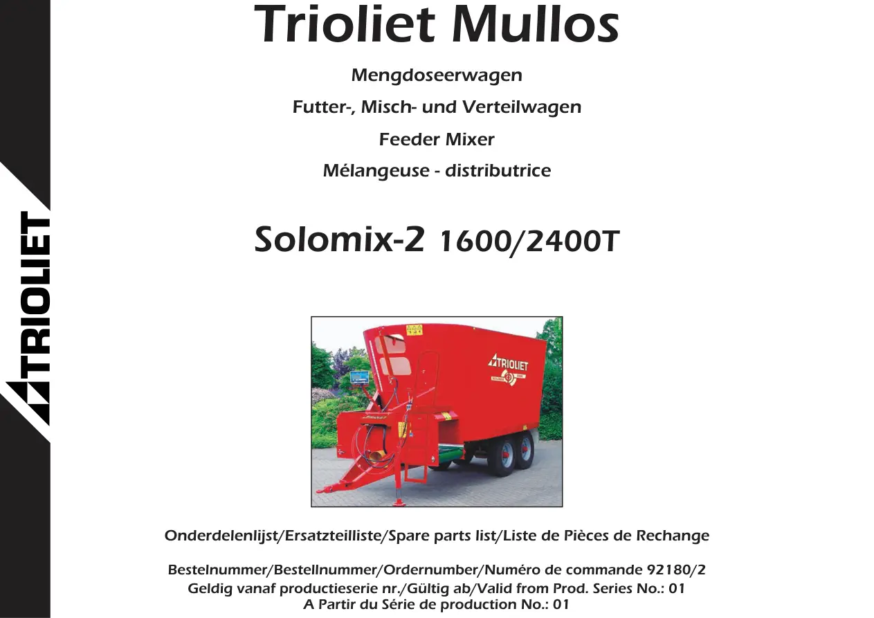 Trioliet Solomix2 1600 2400 Td 92180 2 05 Parts Manual