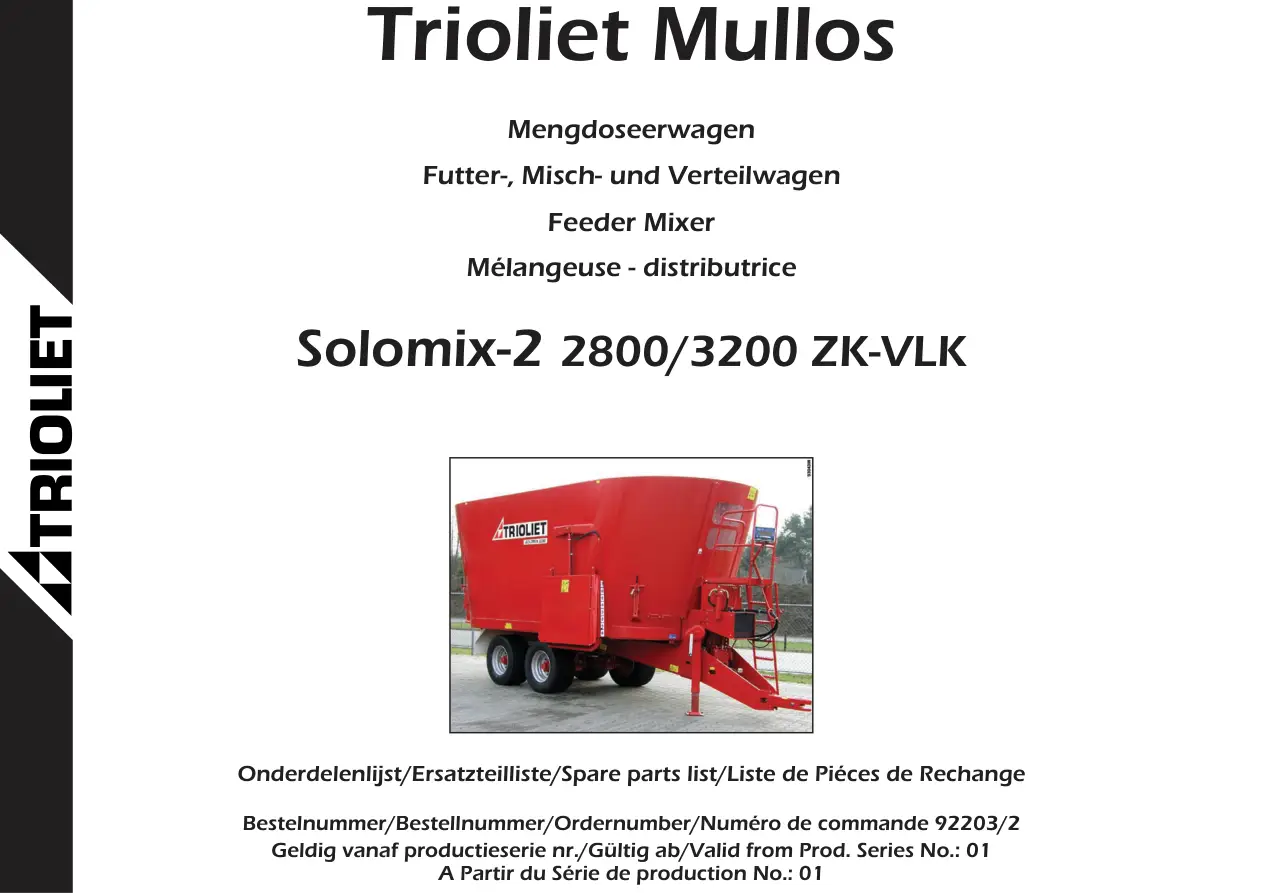 Trioliet Solomix2 2800 3200 Zk Vlk 92203 2 01 Parts Manual