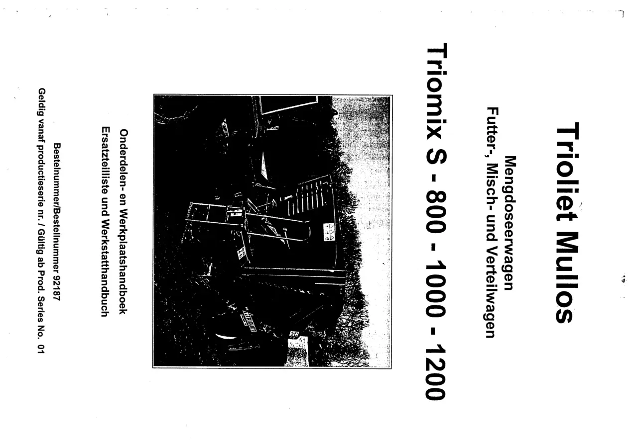 Trioliet Triomix S 1 01 92187 0 01 Parts Manual
