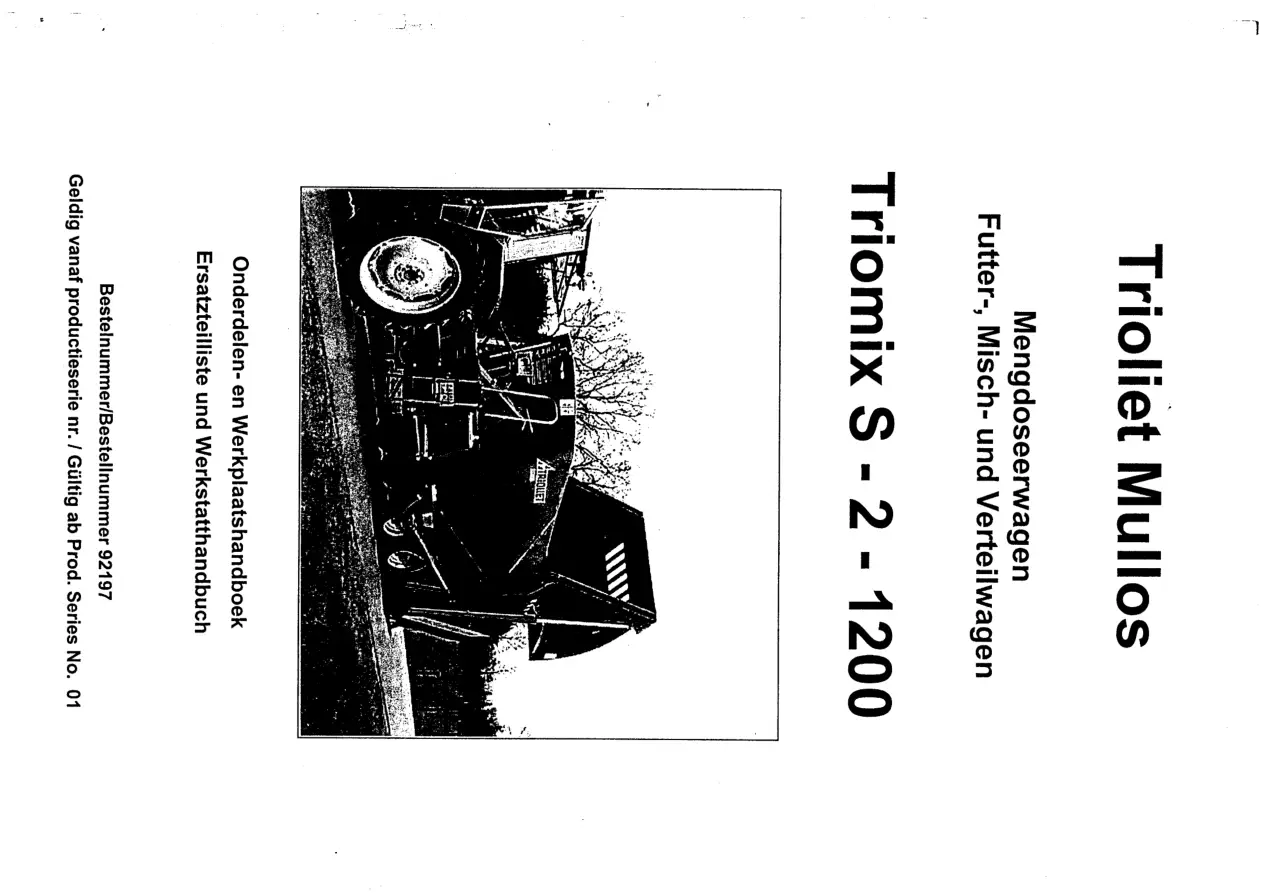 Trioliet Triomix S 2 1200 92197 0 01 Parts Manual