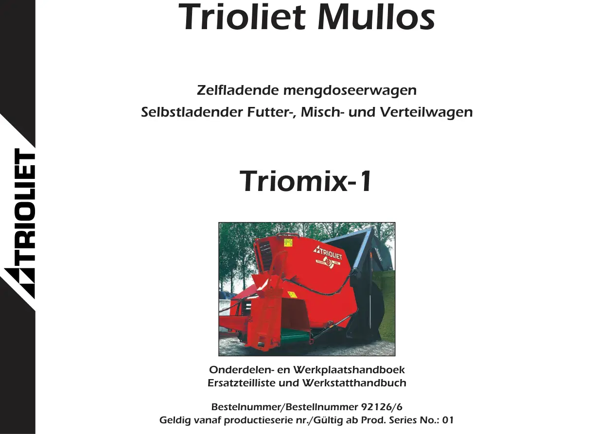 Trioliet Triomix 07 92126 6 05 Parts Manual