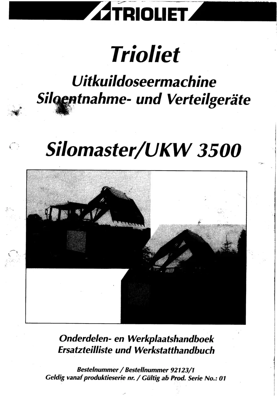 Trioliet Ukw 3500 Silomaster 02 92123 1 01 Parts Manual