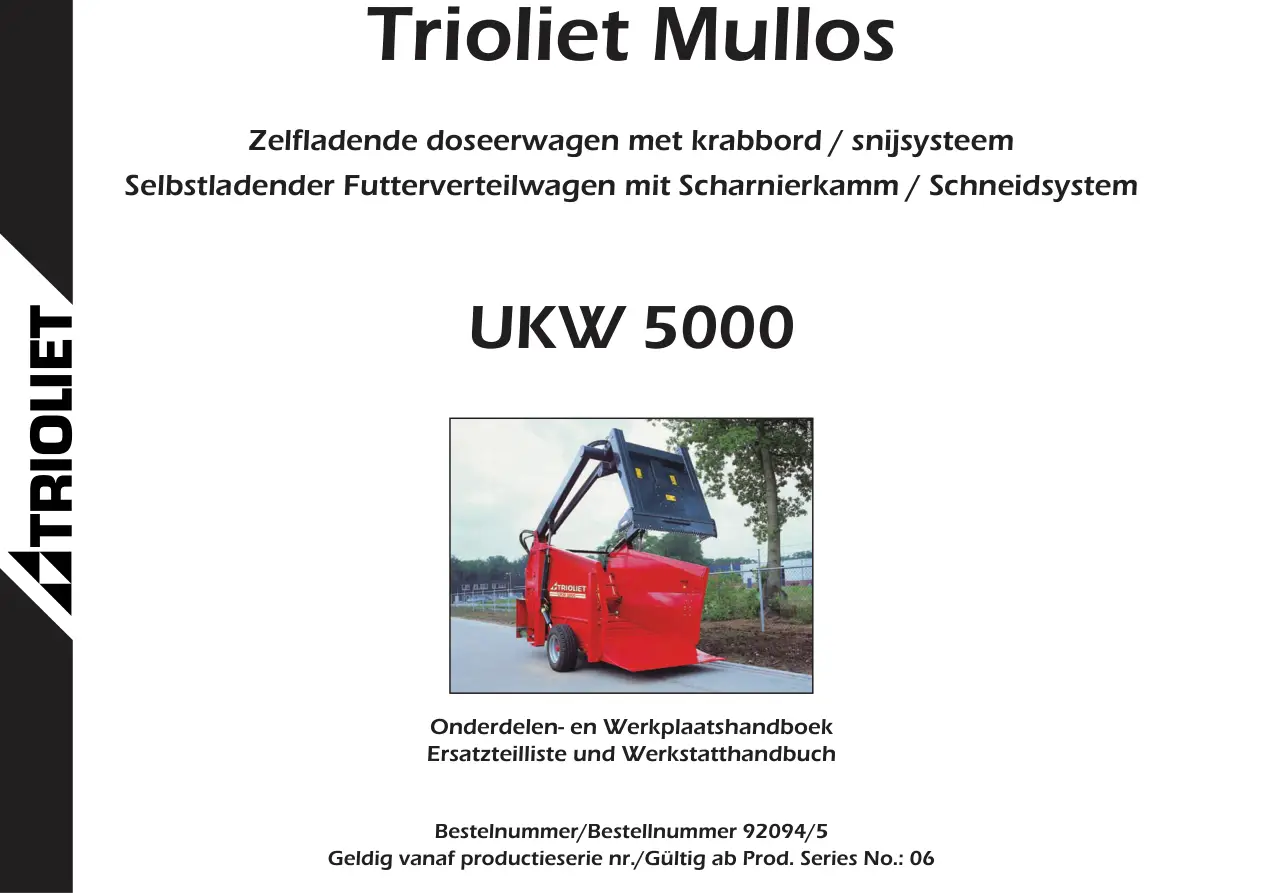 Trioliet Ukw 5000 11 92094 5 06 Parts Manual