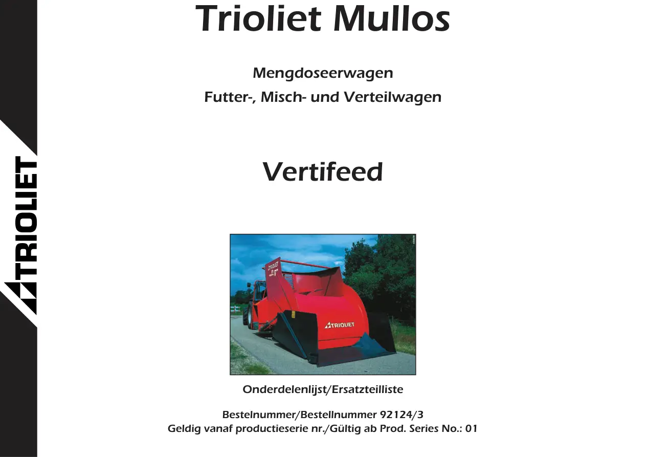 Trioliet Vertifeed 04 92124 3 02 Parts Manual