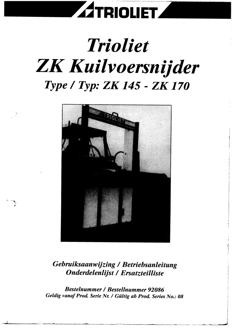 Trioliet Zk 01 92086 0 08 Parts Manual