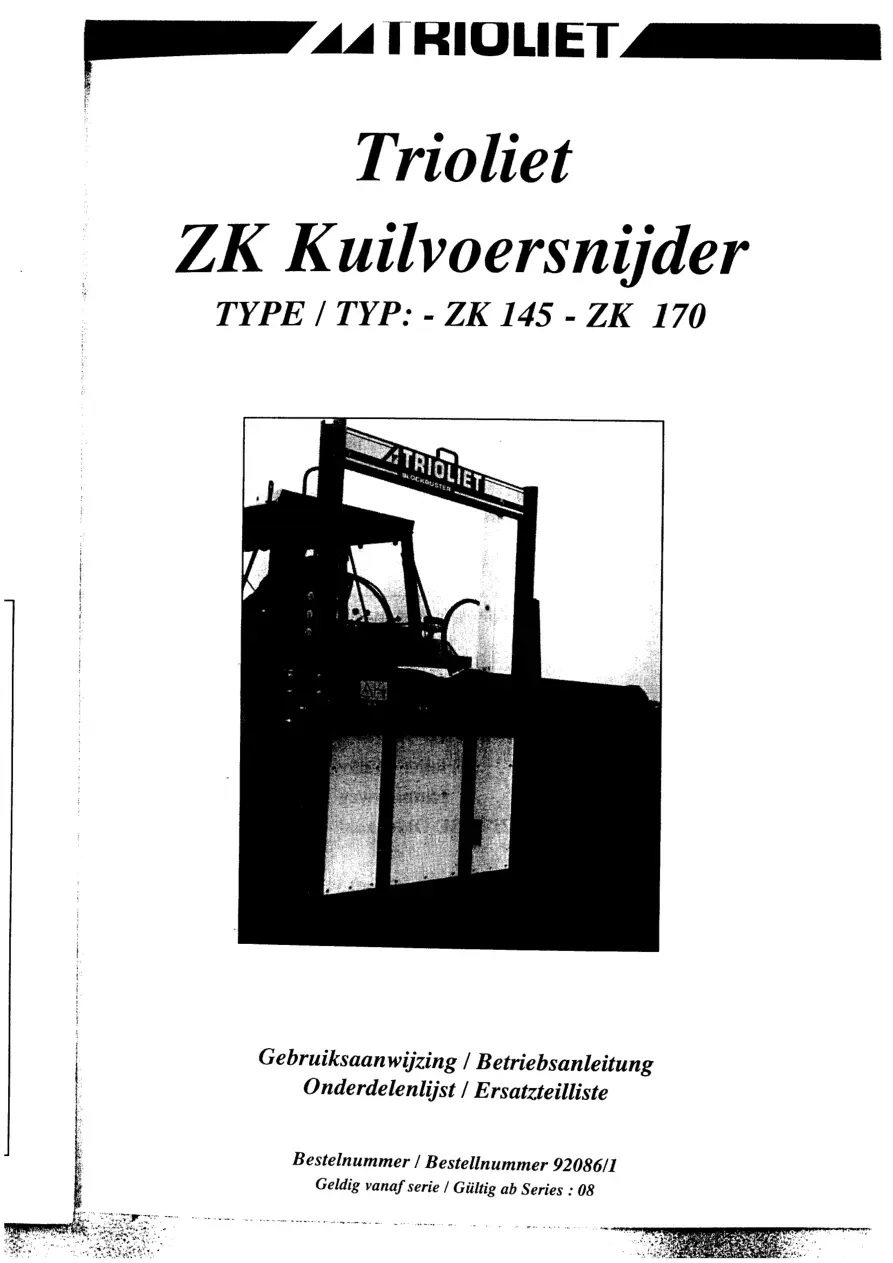 Trioliet Zk 02 92086 1 08 Parts Manual