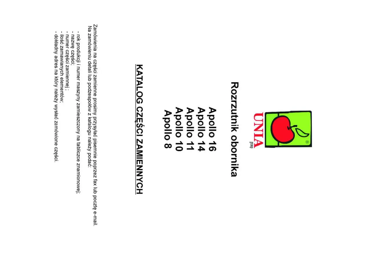 Unia Apollo 16 14 11 10 8 Parts Manual
