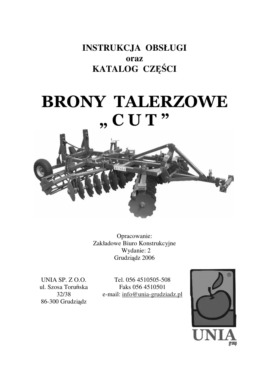 Unia Brony Talerzowe 2006 Parts Manual
