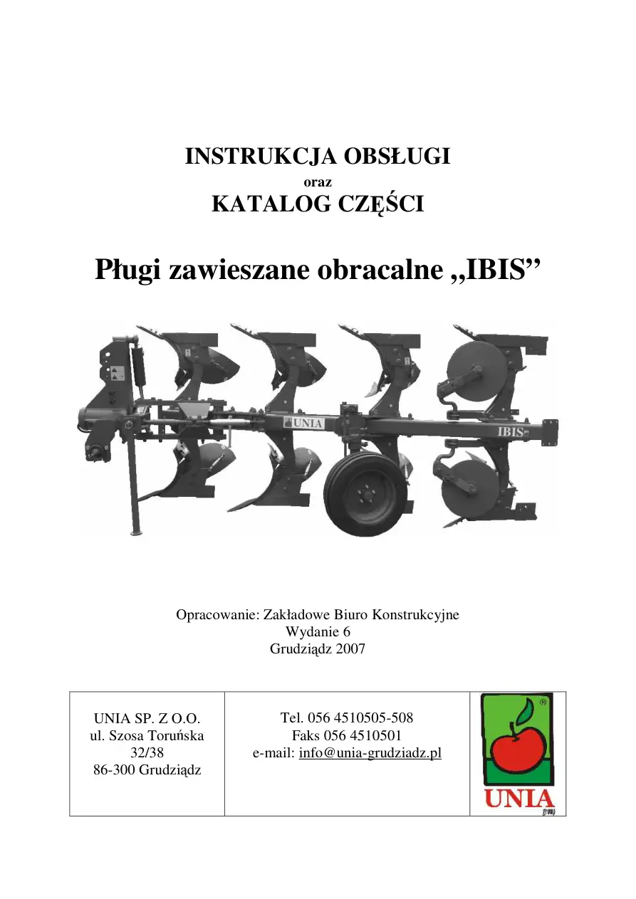 Unia Ibis 2007 Parts Manual