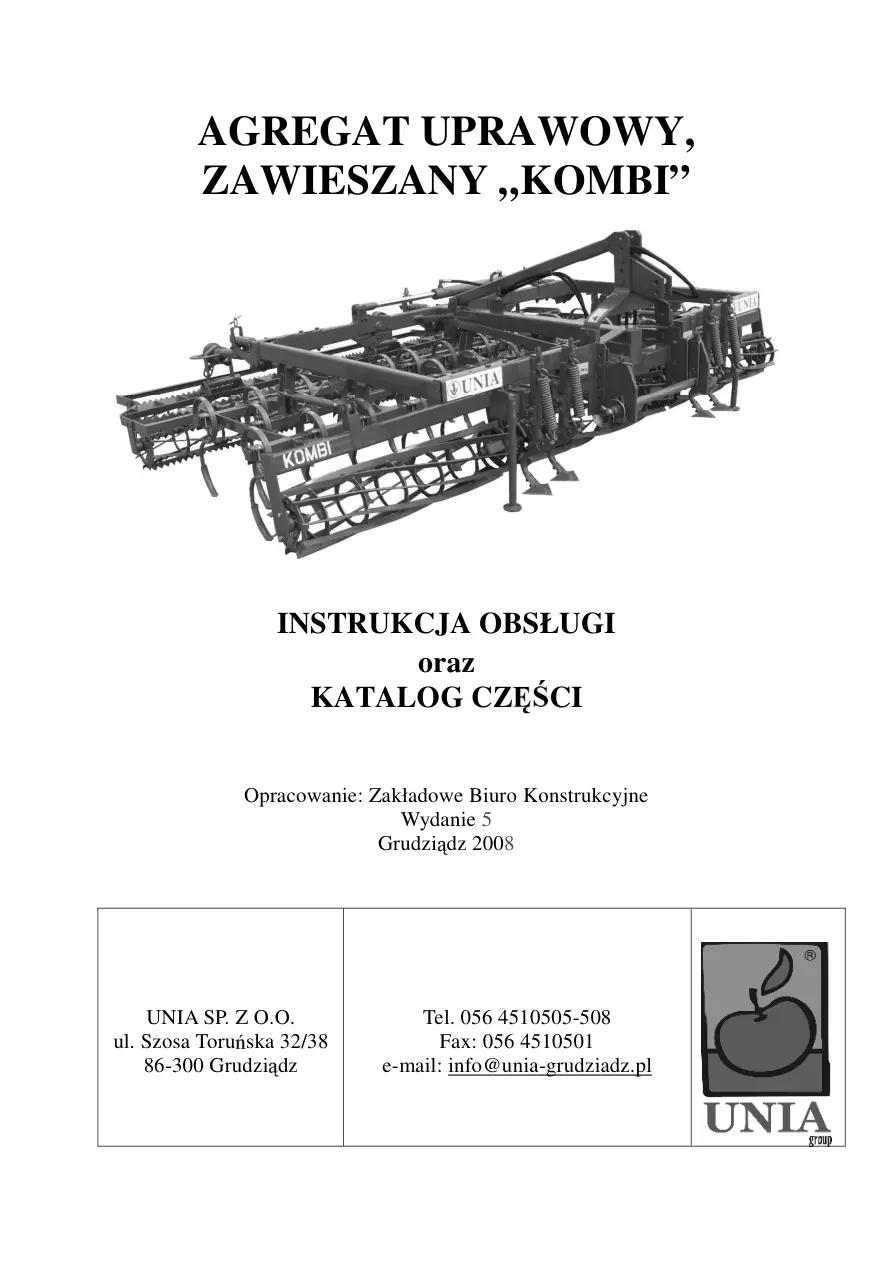 Unia Kombi 2008 Parts Manual