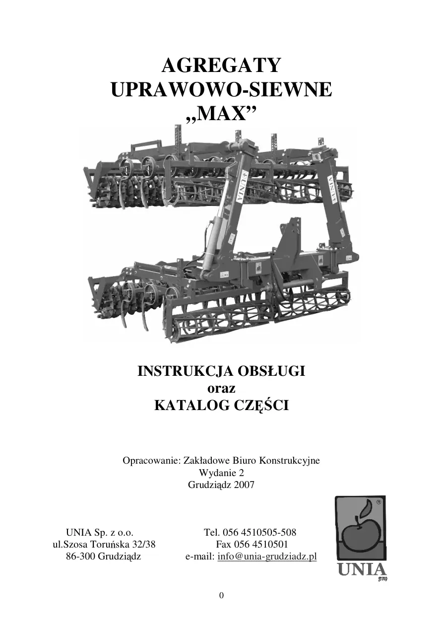 Unia Max 2007 Parts Manual