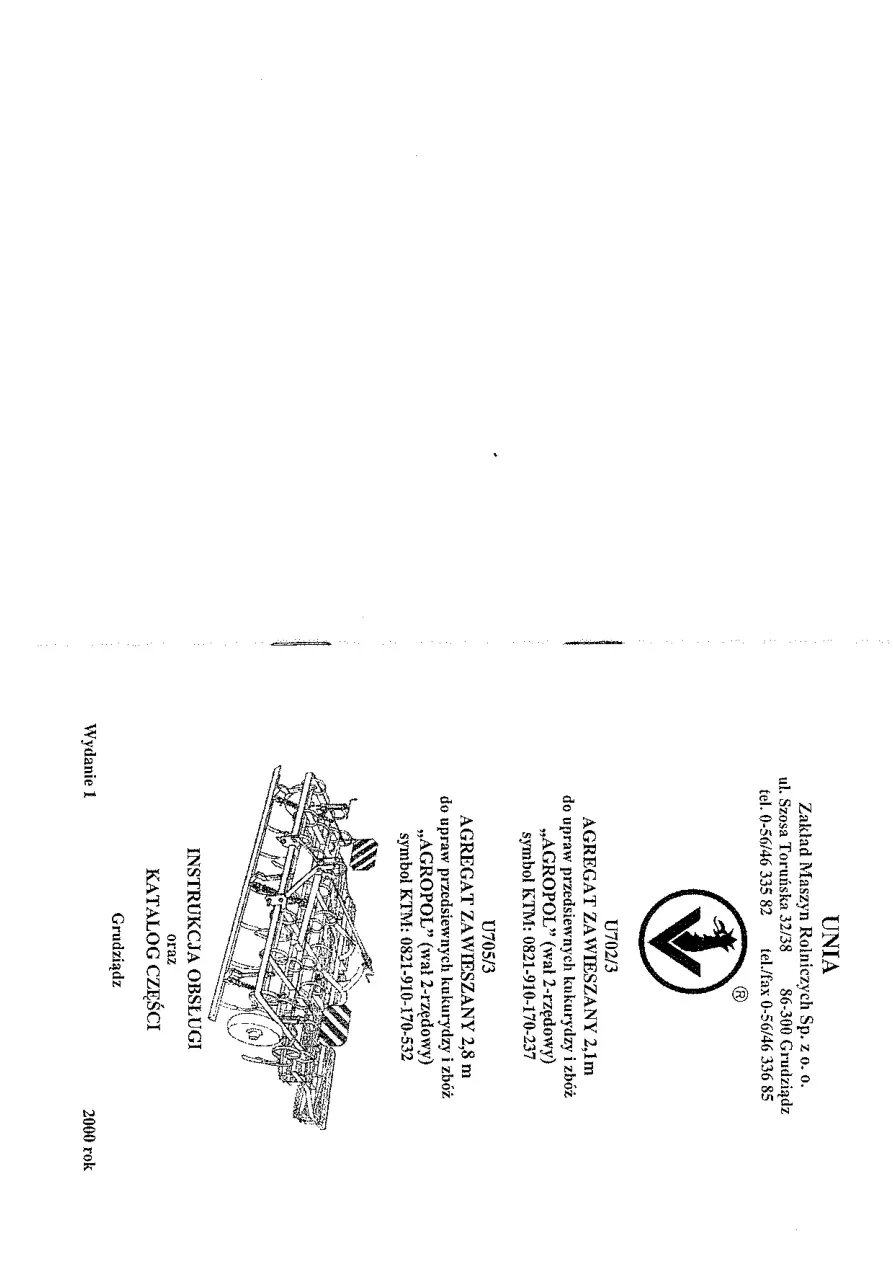 Unia U702 705 Parts Manual