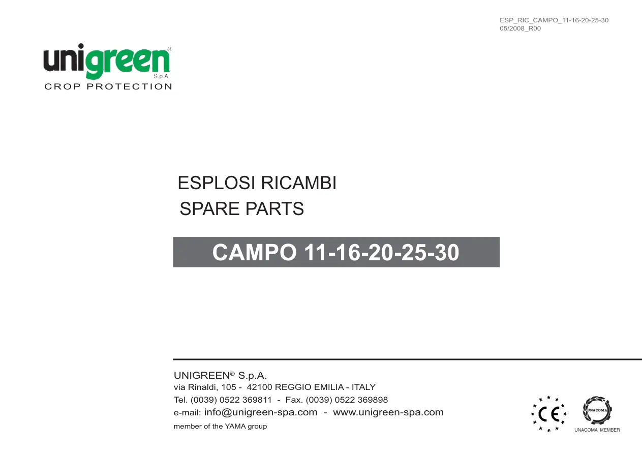 Unigreen Campo 11 16 20 25 30 Parts Manual
