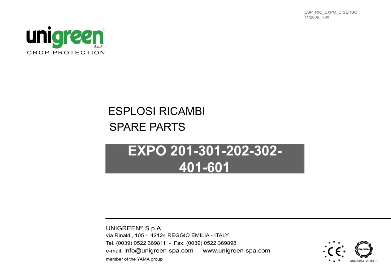 Unigreen 201 301 202 302 401 601 Parts Manual