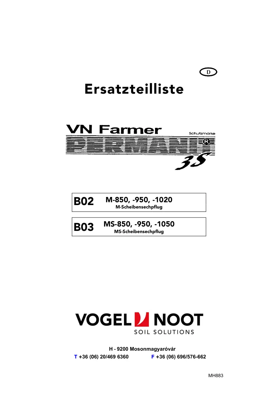 Vogel Noot B850 950 1020 Ms850 950 1050 Parts Manual