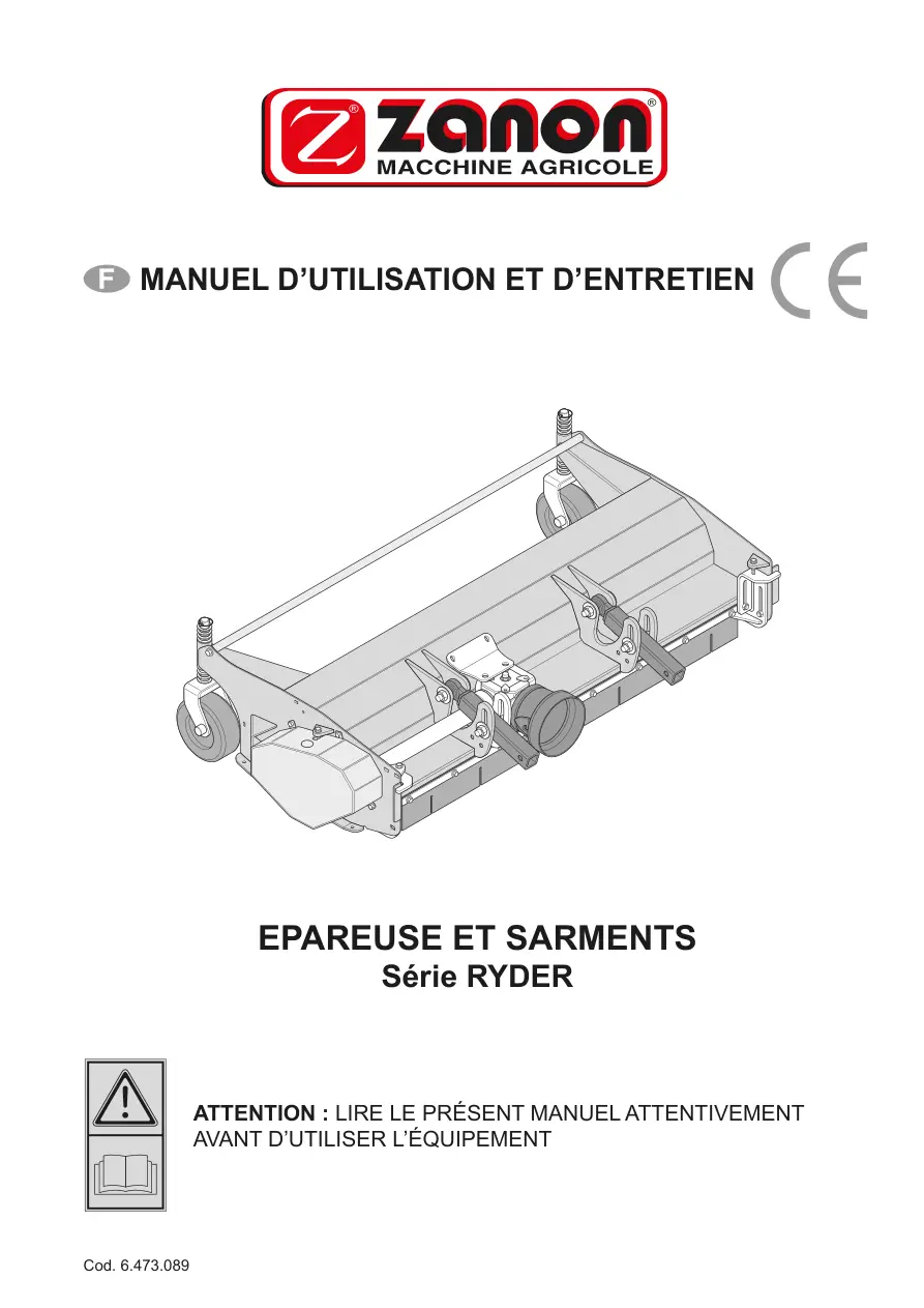 Zanon Ryder Parts Manual