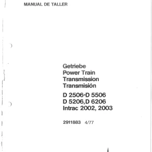 Deutz D2506 D5506 D5206 D6206 Tw25 Tw35 Tw50 2002 2003 Service Manual