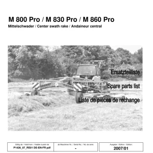 JF Stoll M800 830 860Pro 2007 Parts Manual