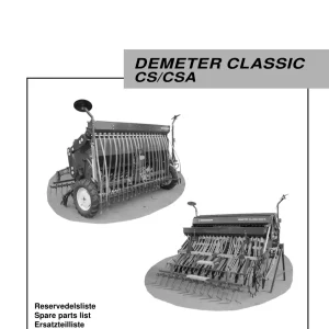 Kongskilde Demeter Classic Cs Csa 2000 2000 Parts Manual