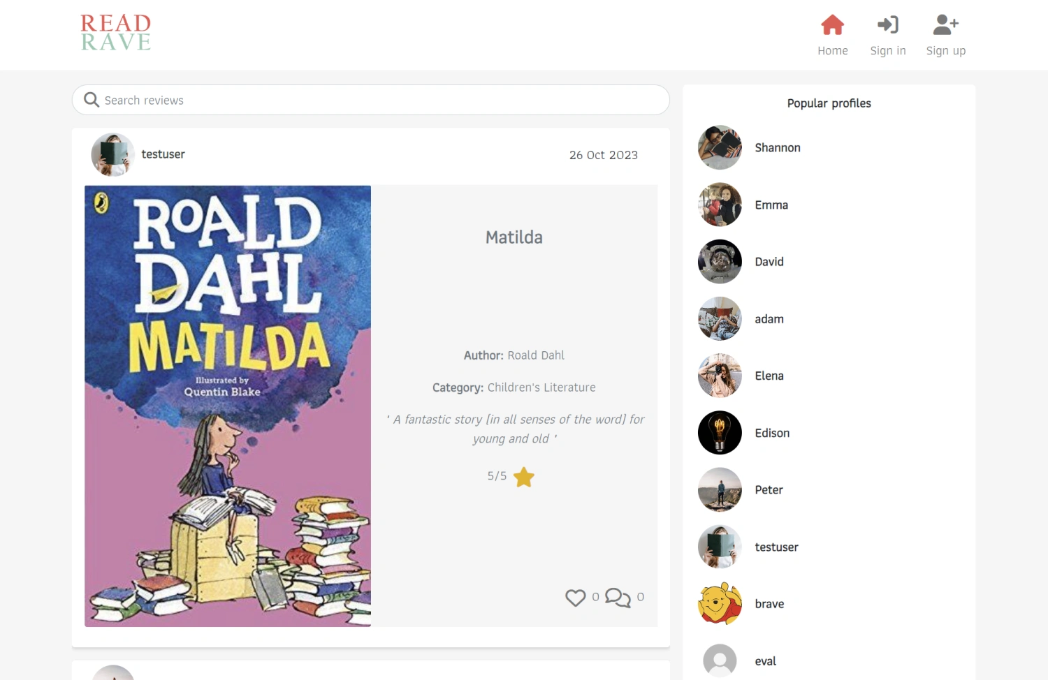Image for ReadRave a Book Review Application