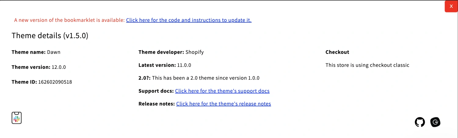Image for Shopify Theme Details Bookmarklet