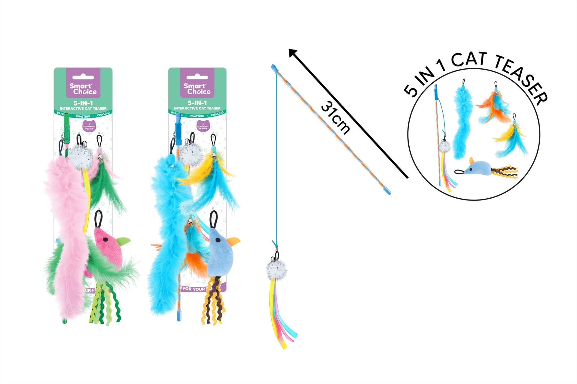 5 IN 1 CAT TEASER - 2 ASSORTED COLOURS