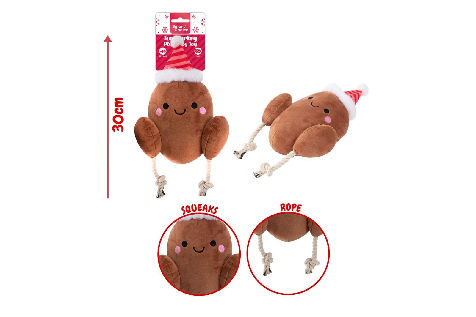 SQUEAKY CRINKLE PLUSH TURKEY DOG TOY
