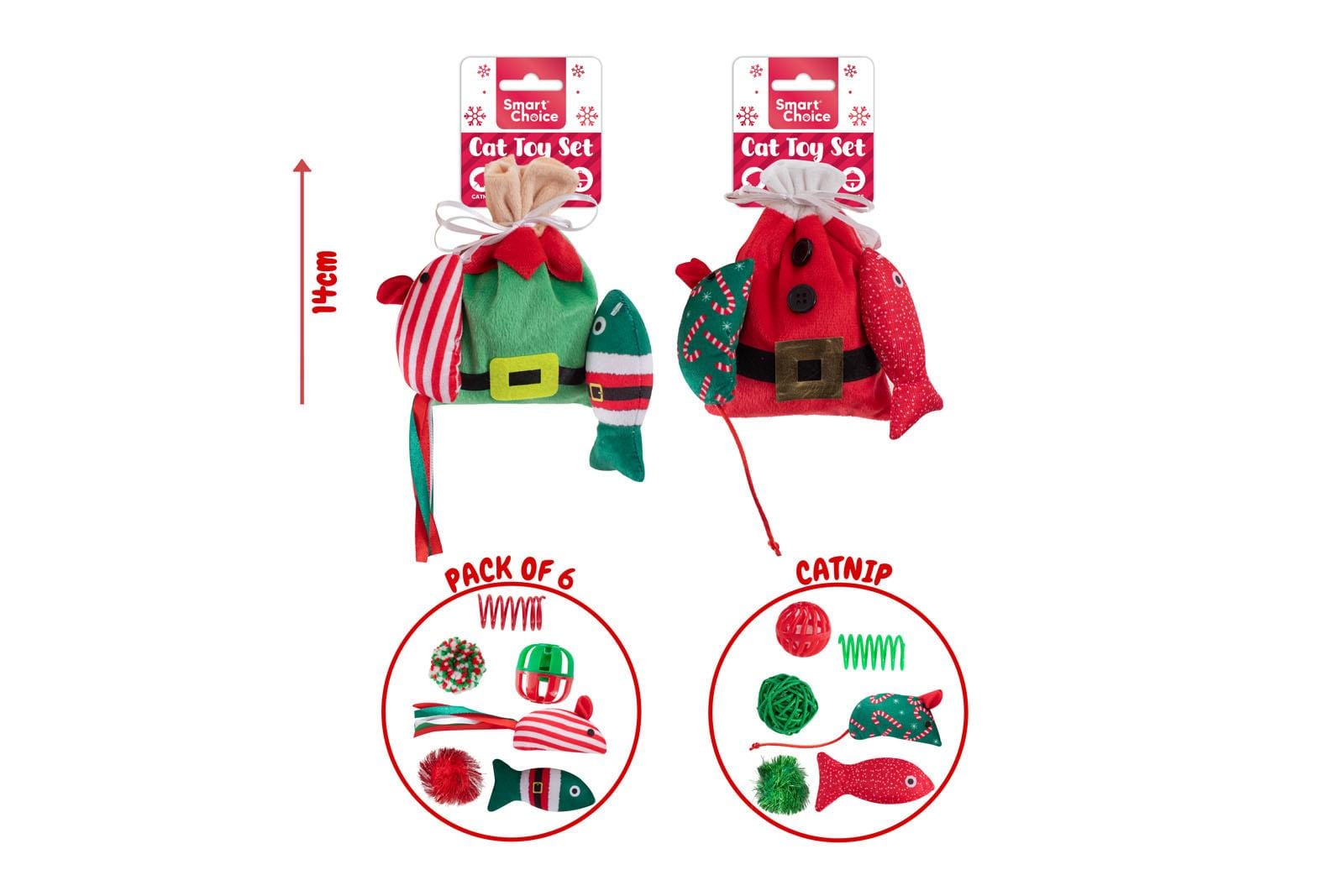 FESTIVE CAT TOY SACK - 2 ASSORTED DESIGNS