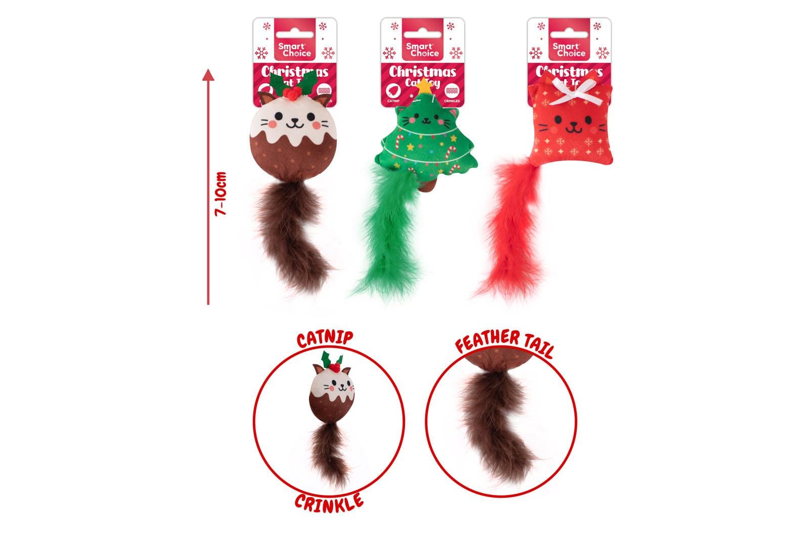FESTIVE CRINKLE & CATNIP CAT TOY 3 ASST