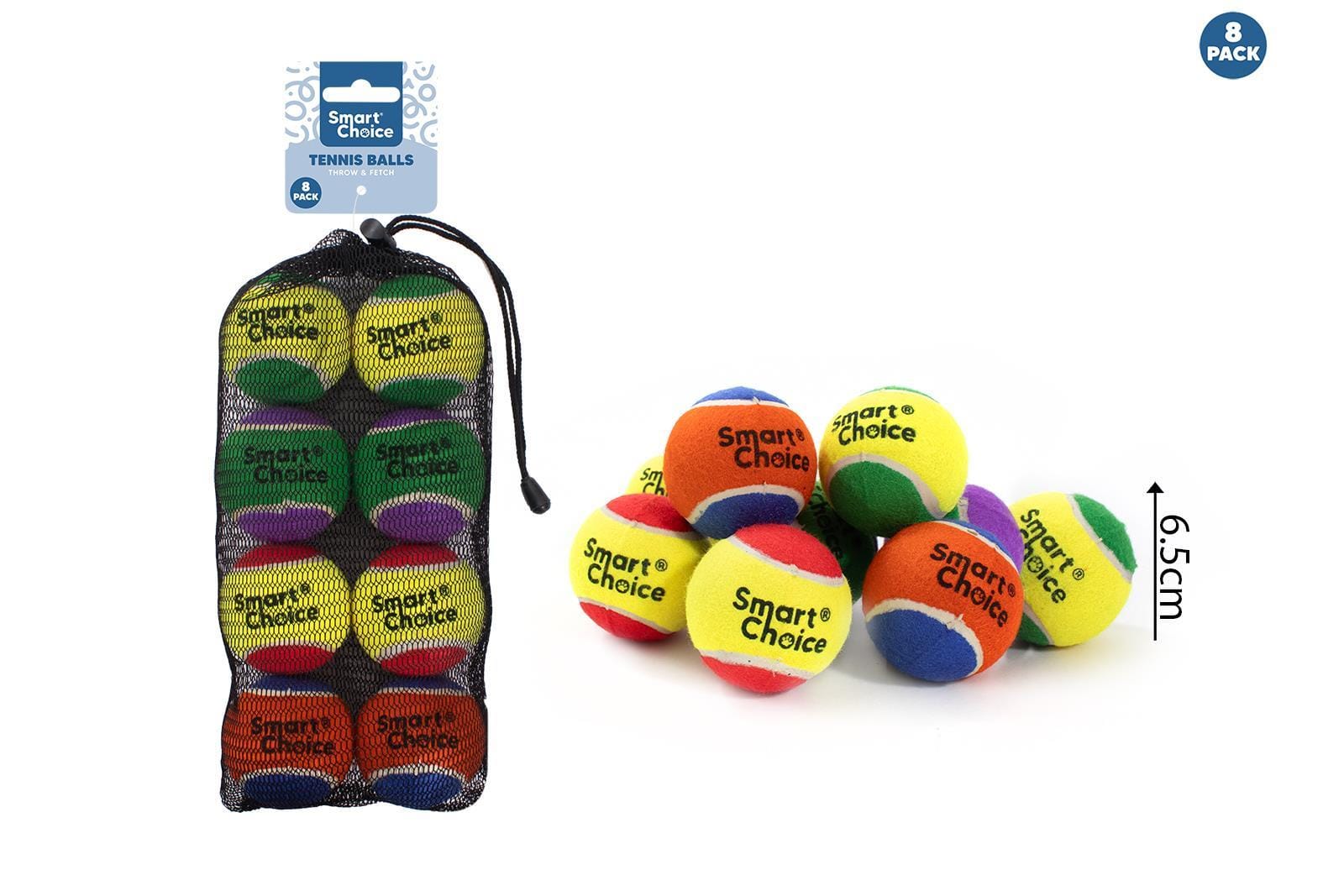 TENNIS BALLS 6.5CM 8 PACK