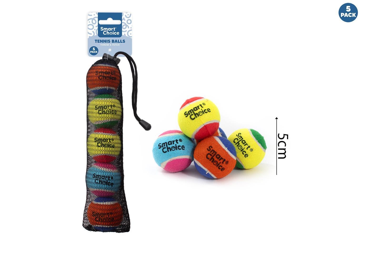 TENNIS BALLS 5CM DIAMETER 5 PACK