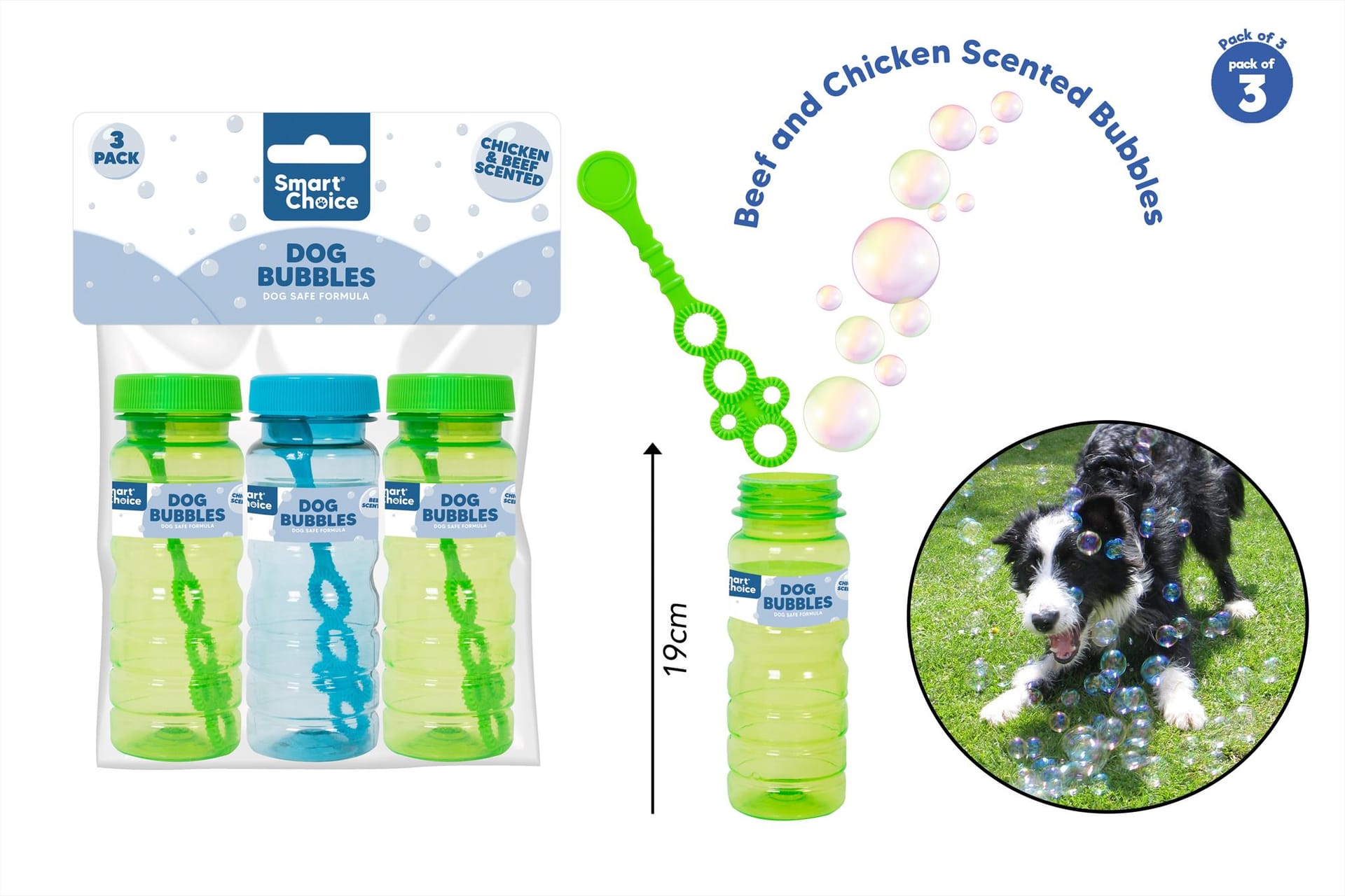 CHICKEN/BEEF SCENTED PET BUBBLES 3 PACK