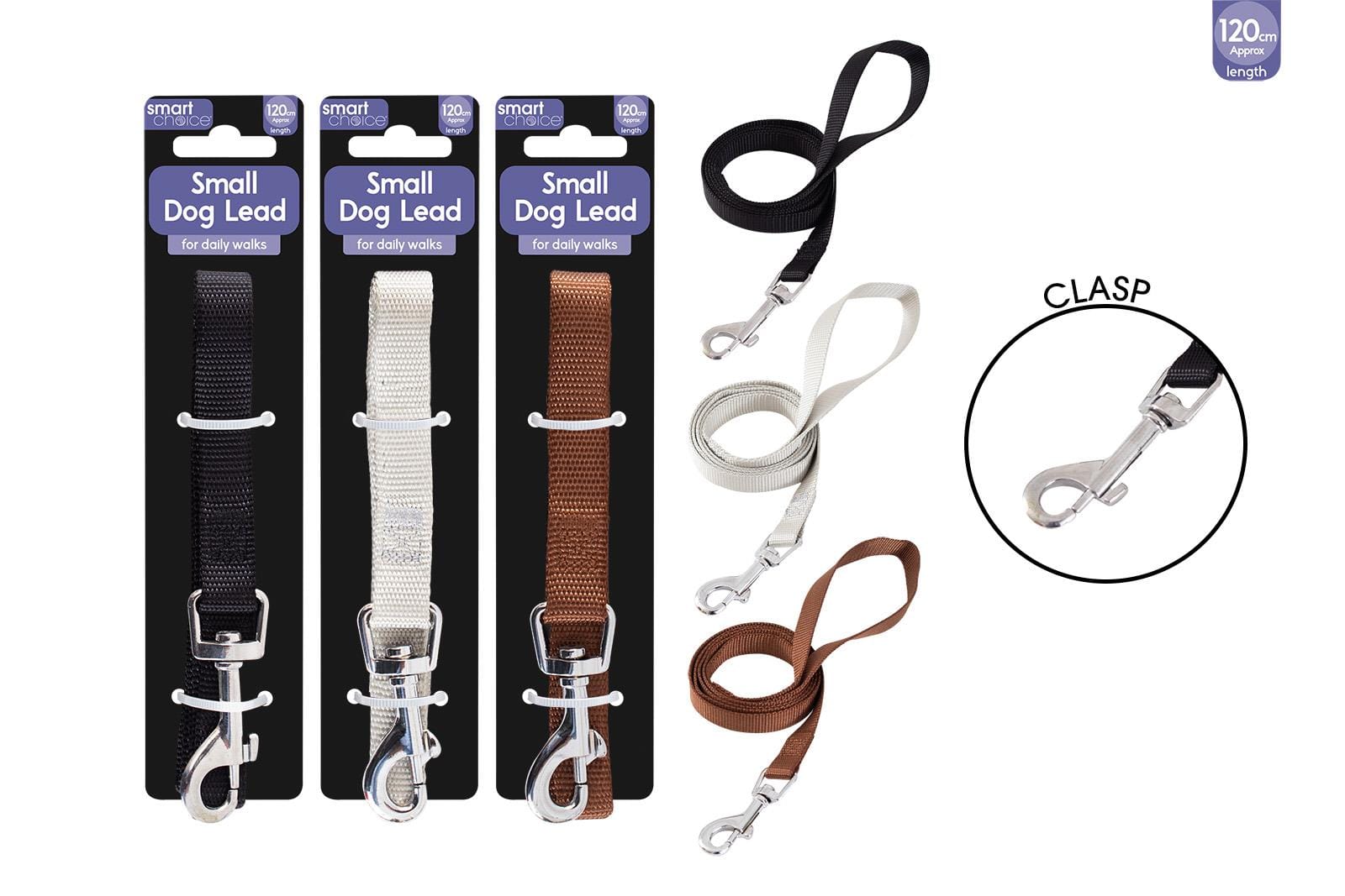 DOG LEAD SMALL 1.2M 3 ASSORTED COLOURS
