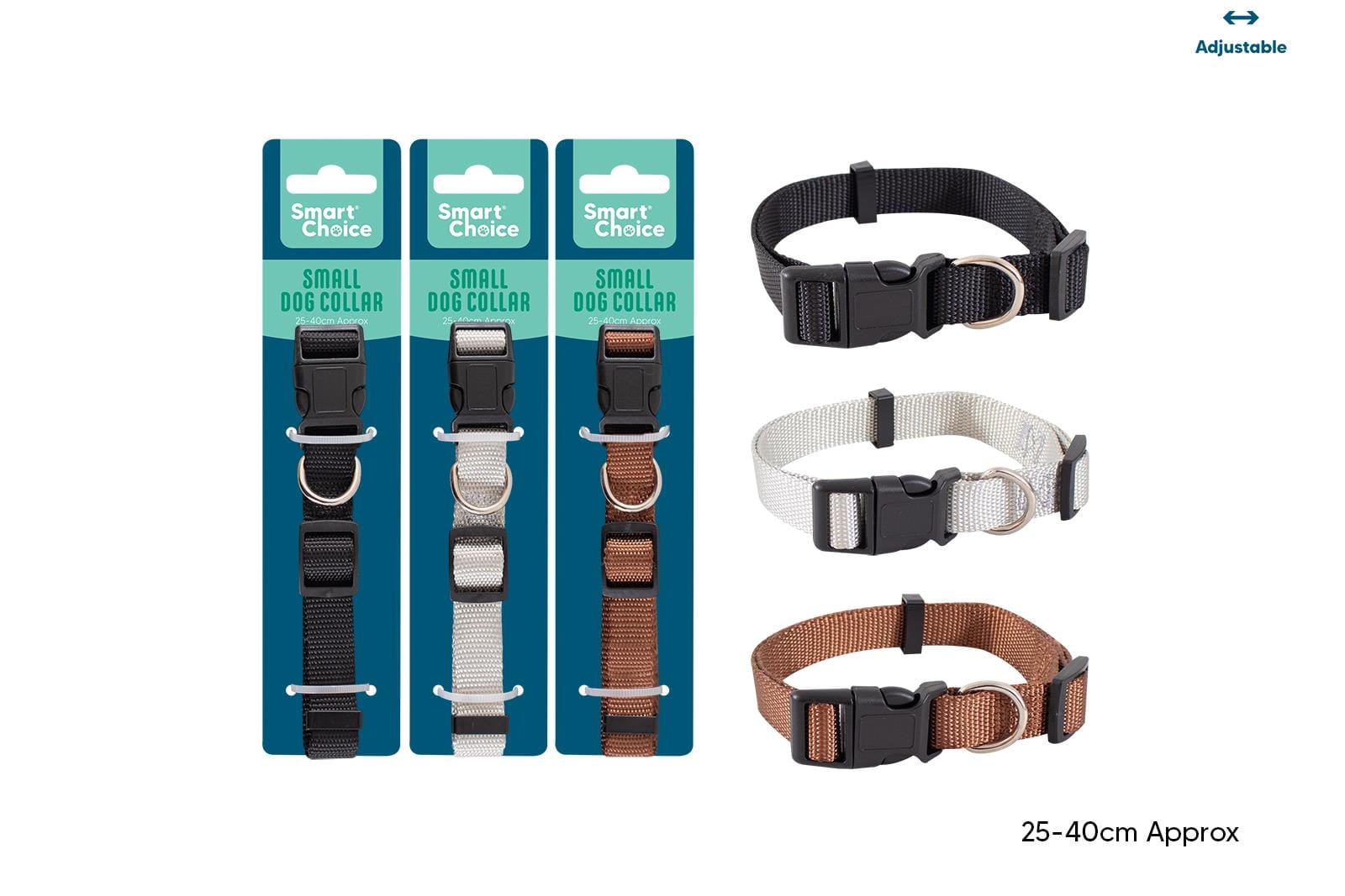 DOG COLLAR SMALL 25-40CM 3 ASSORTED COLOURS