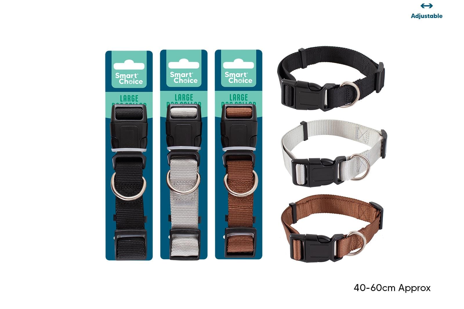 DOG COLLAR LARGE 40-60CM 3 ASSORTED COLOURS
