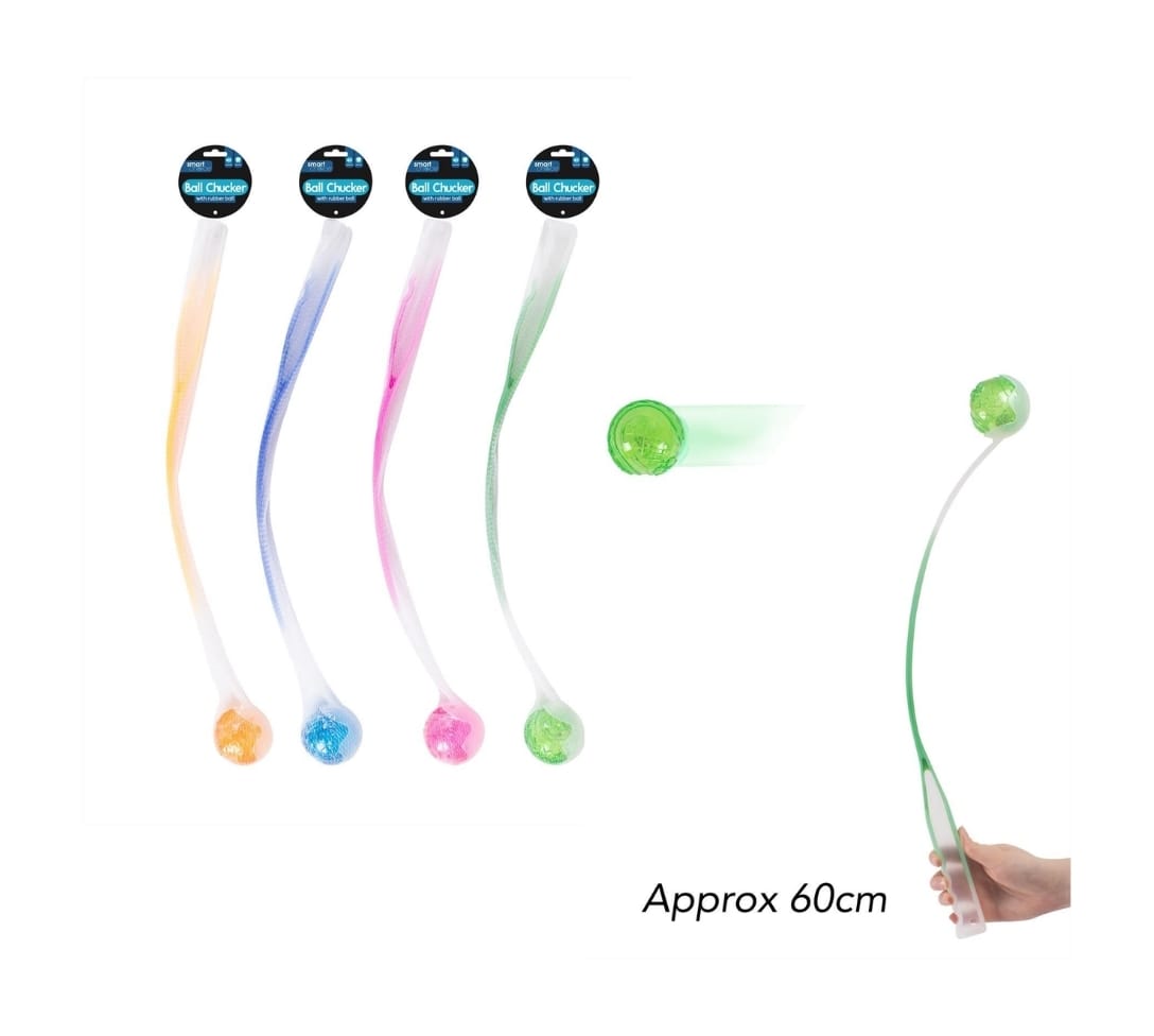 Ball Chucker With Rubber Ball - 4 Assorted Colours