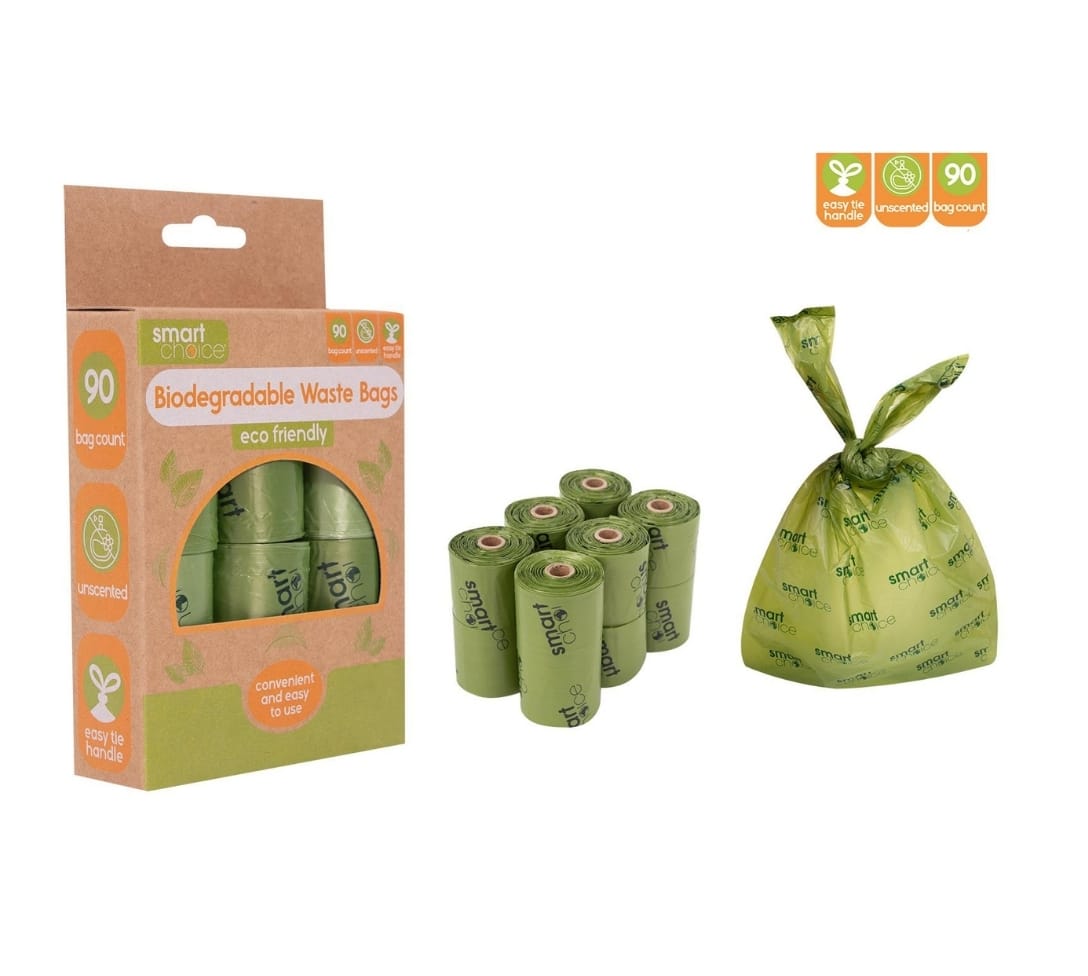 Biodegradable Tie Handle Poop Bags - Pack of 90