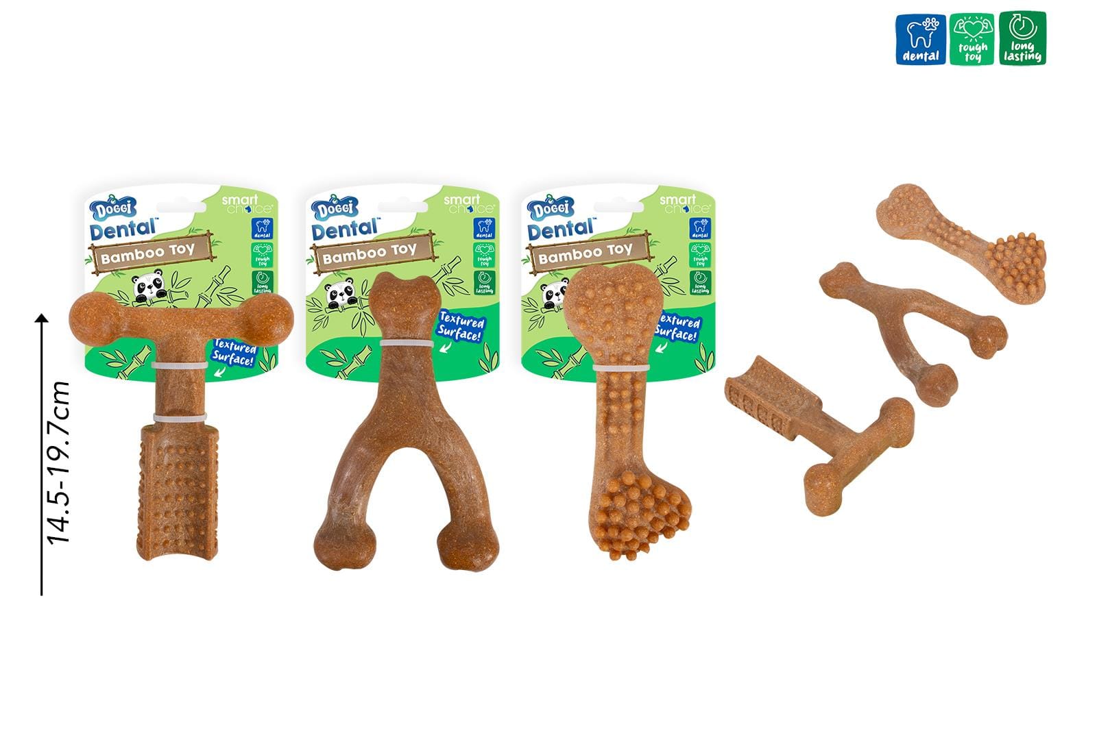 DENTAL BAMBOO DOG TOY 3 ASSORTED SHAPES