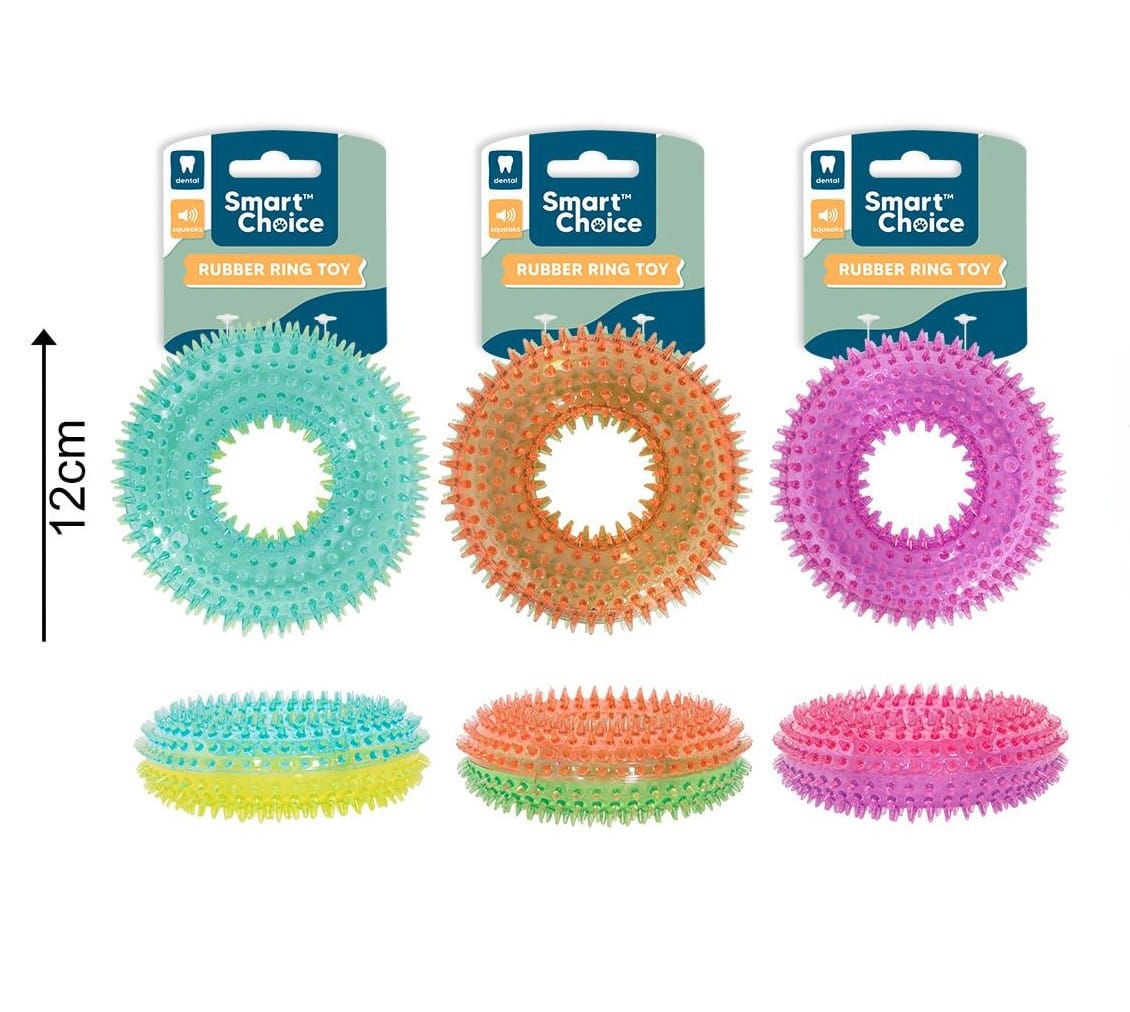 Spikey Rubber Ring Toy - 3 Assorted Colours
