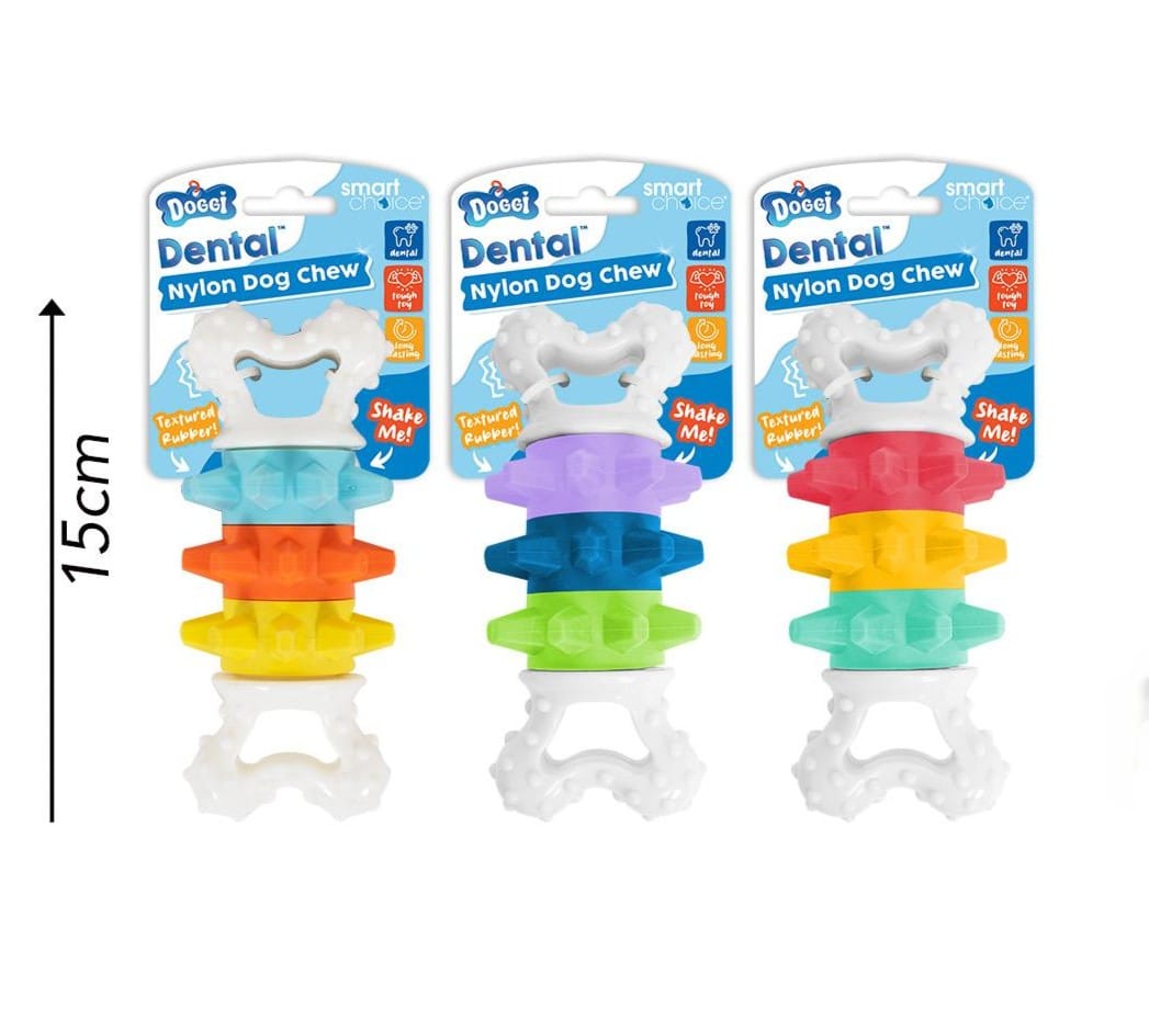 Nylon Dental Dog Chew - 3 Assorted Colours