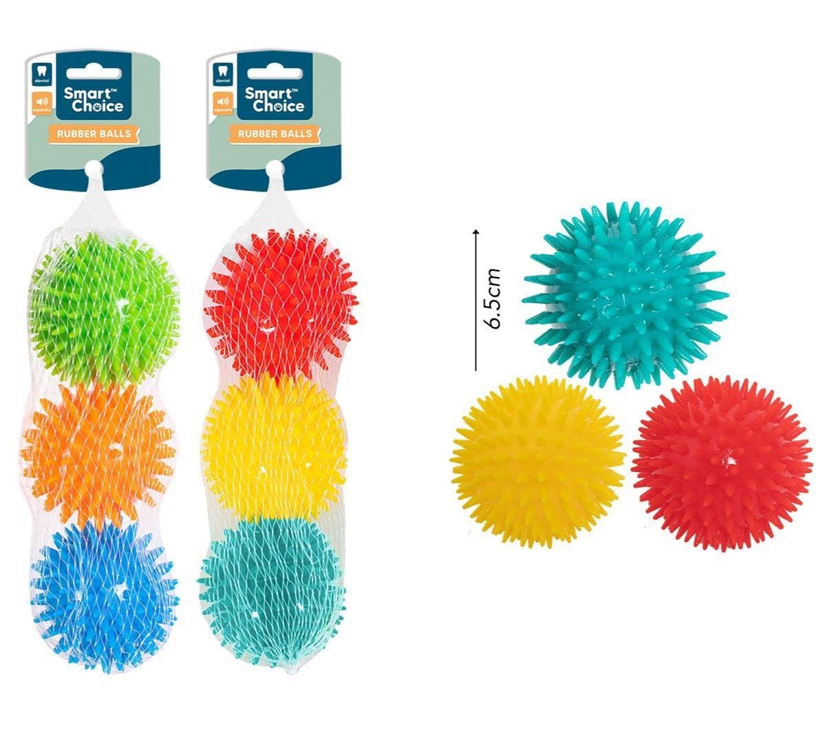 Spikey Rubber Ball Dog Toys - Pack of 3