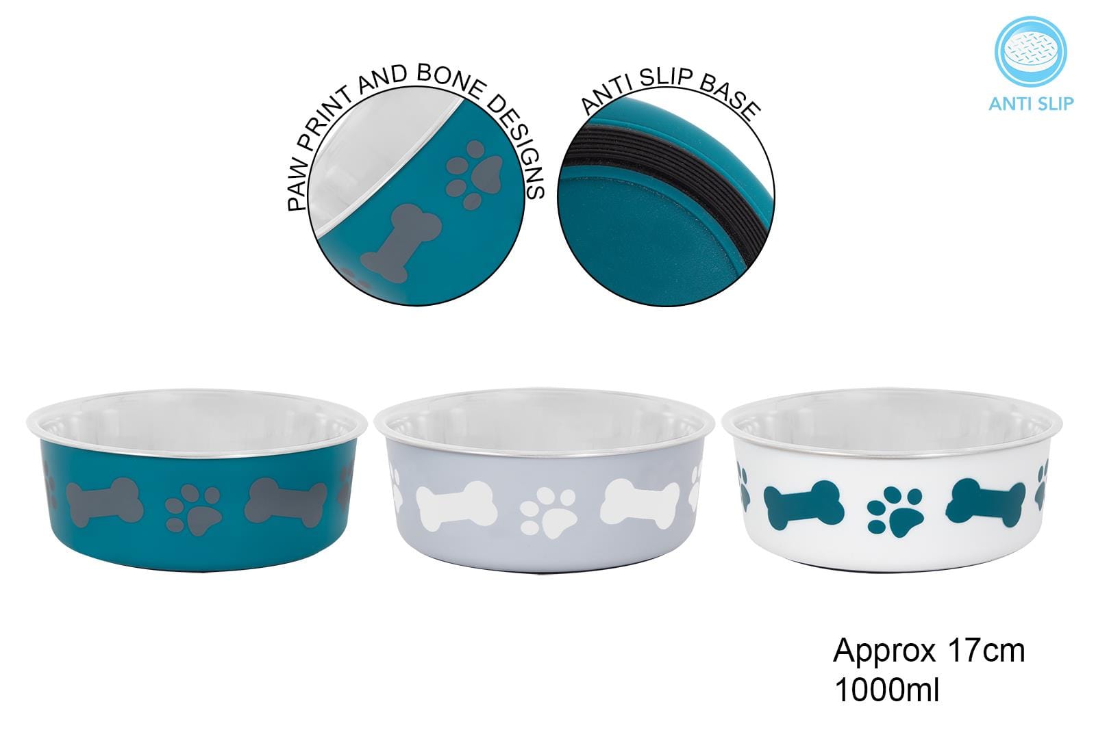 ANTI SKID FUSION PET BOWL 17CM
