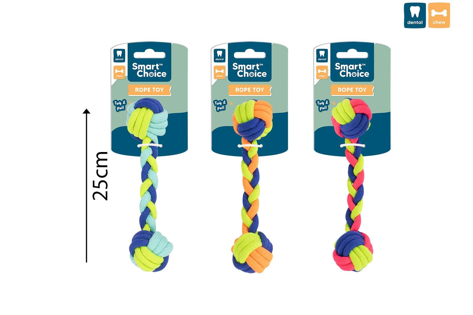 DUMBBELL ROPE DOG TOY 3 COLOURS